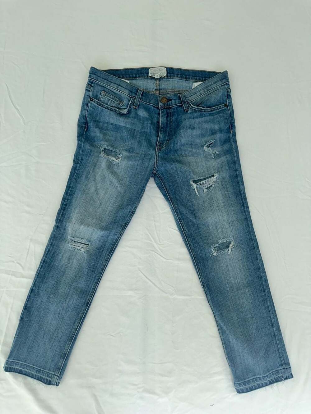 Current/Elliott Distressed Blue Denim Jeans